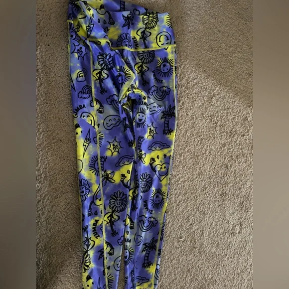 Vibrant Blue and Yellow Graphic leggings - Picture 1 of 2